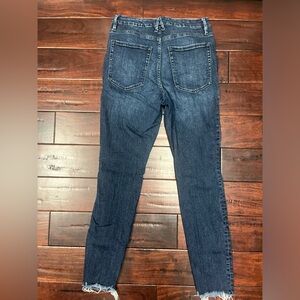Good American high rise raw edge skinny jeans